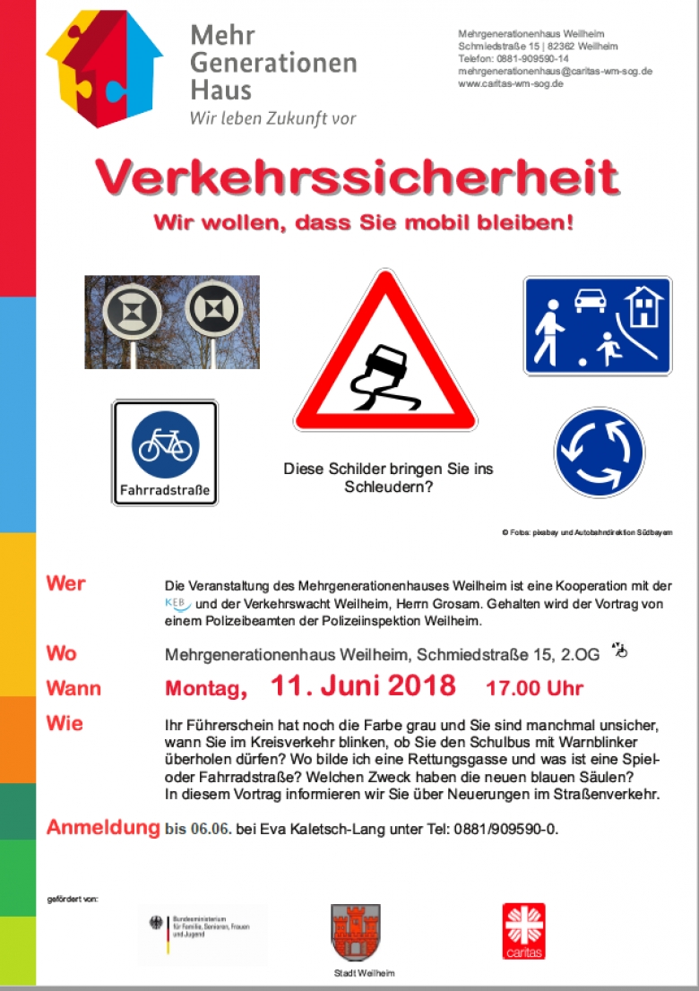 Verkehrssicherheit üben - das Mehrgenerationenhaus Weilheim lädt ein